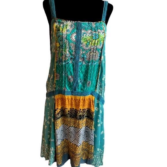 Anthropologie Dresses & Skirts - Anthropologie Tiny Brand Boho Patchwork Scarf Print Sundress SZ S